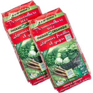 PERMACULTURE GAZON ANTI-MOUSSE ET LEGUMES FEUILLES – 40 litres – 2 sacs